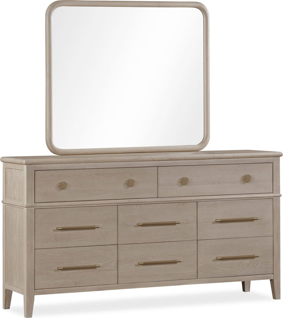 Camden Eight Drawer Oak Wood Dresser in Chai – view 4