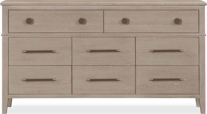 Camden Eight Drawer Oak Wood Dresser in Chai – view 7