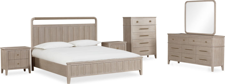Camden Five Drawer Oak Wood Chest in Chai – view 5
