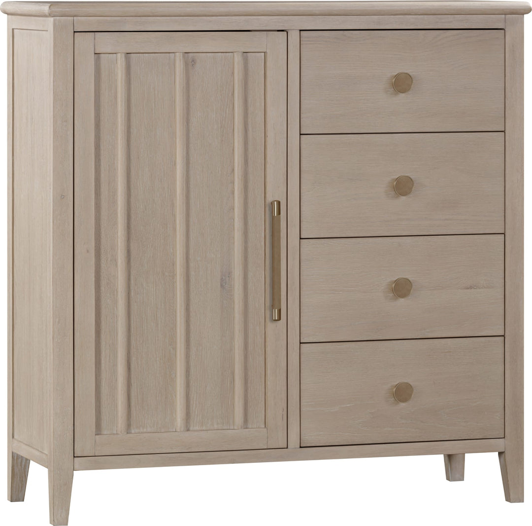 Camden Six Drawer One Door Oak Wood Chest in Chai – view 4