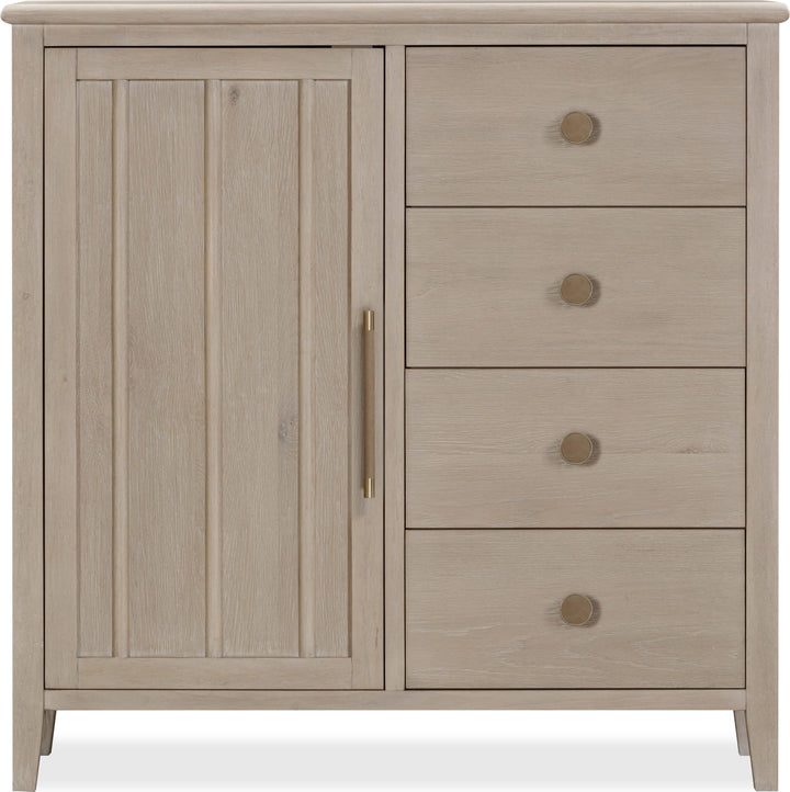 Camden Six Drawer One Door Oak Wood Chest in Chai – view 5
