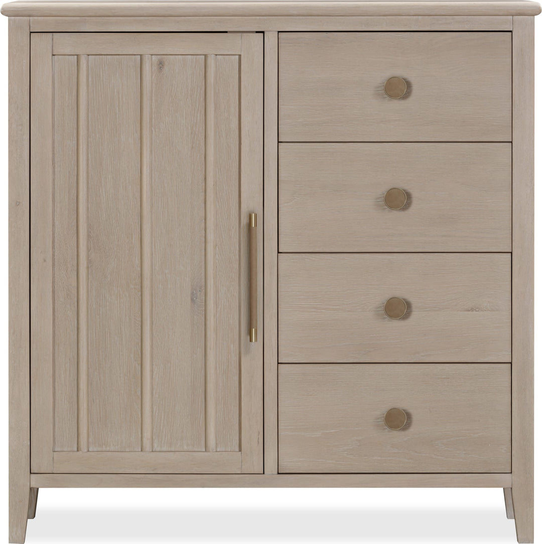 Camden Six Drawer One Door Oak Wood Chest in Chai – view 5