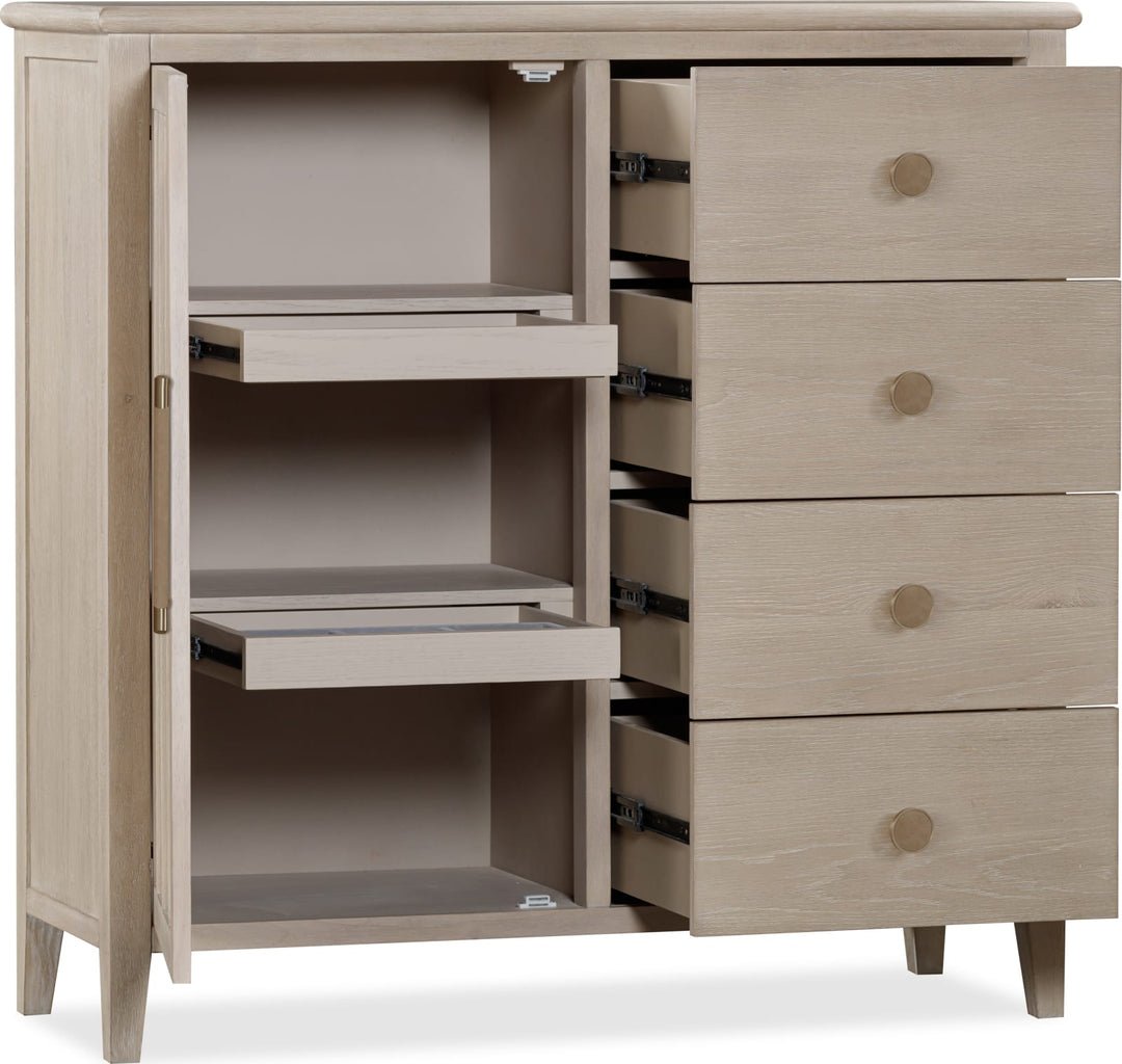 Camden Six Drawer One Door Oak Wood Chest in Chai – view 6
