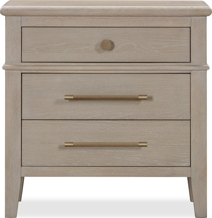 Camden Three Drawer Oak Wood Nightstand in Chai – view 2