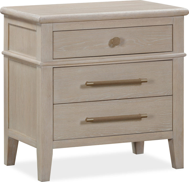 Camden Three Drawer Oak Wood Nightstand in Chai – view 3