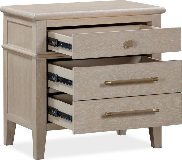 Camden Three Drawer Oak Wood Nightstand in Chai – view 4