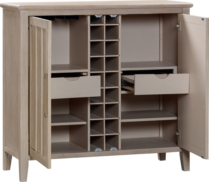 Camden Two Door Two Drawer Bar Cabinet with Stemware Rack and Wine Rack in Chai – view 7