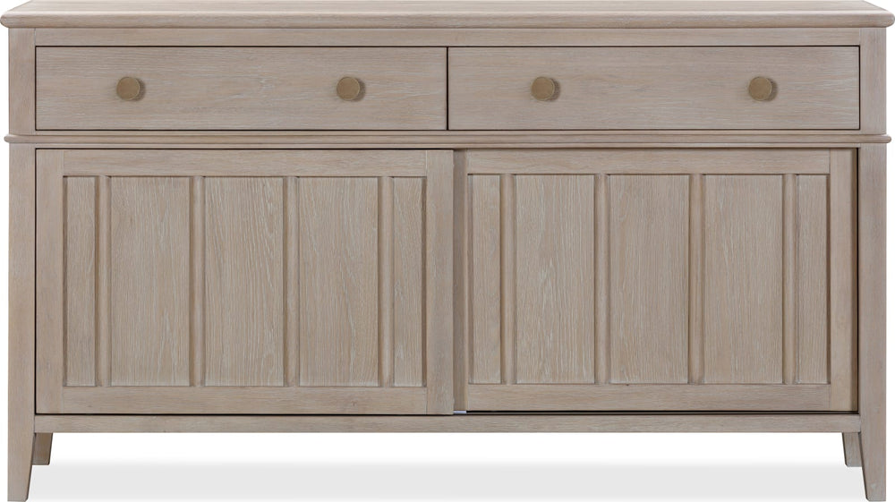 Camden Two Drawer Two Door Oak Wood Sideboard in Chai – view 3
