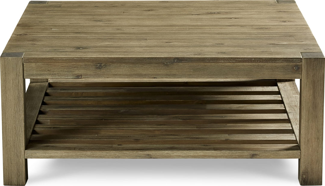 Canyon Solid Wood Square Coffee Table in Washed Grey – view 3