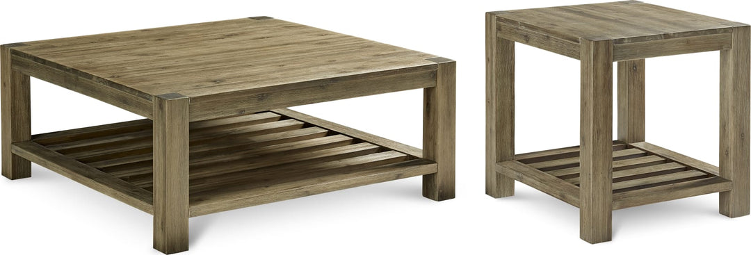 Canyon Solid Wood Square Coffee Table in Washed Grey – view 6