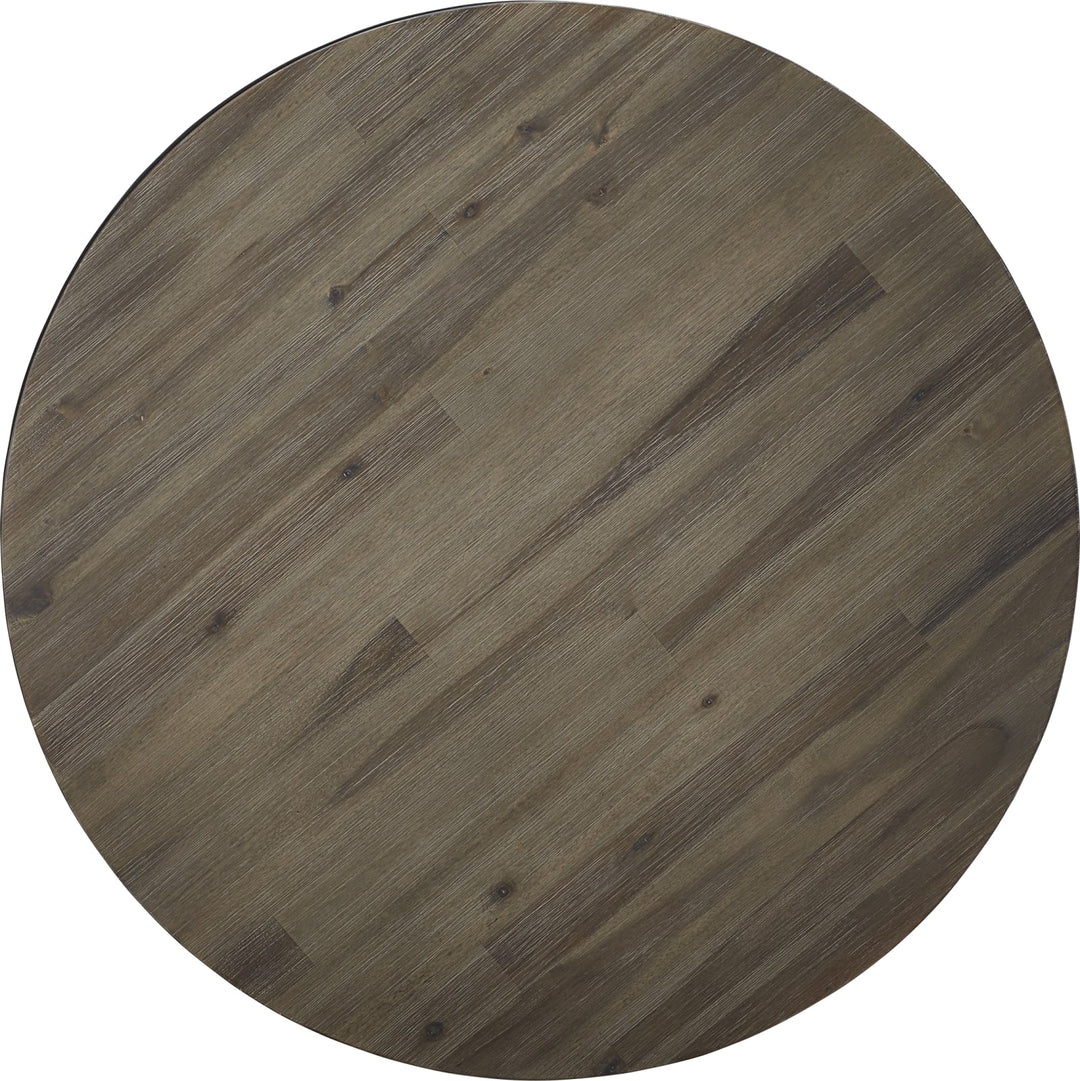 Canyon Solid Wood and Metal Round Coffee Table in Washed Grey – view 5