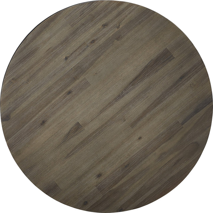 Canyon Solid Wood and Metal Round End Table in Washed Grey – view 5