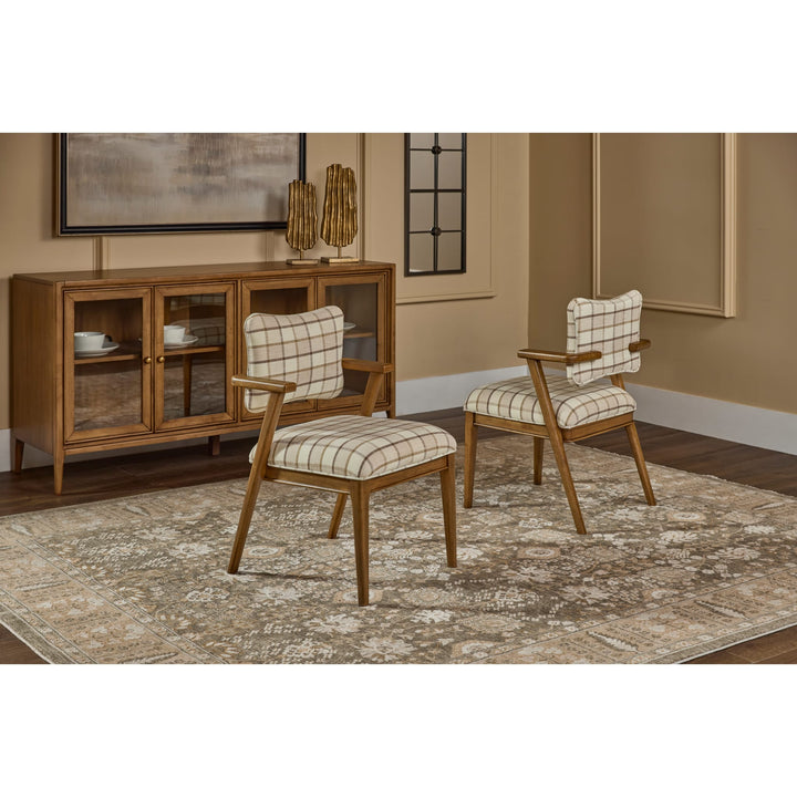 Carlisle Upholstered Dining Armchair in Picnic and Toffee Crunch