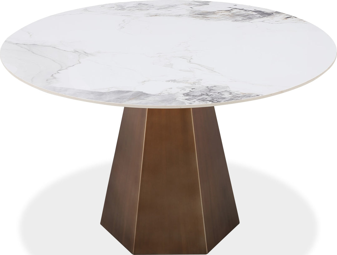 Carmel Stone Top Round Dining Table in Chanelle and Bronze – view 2