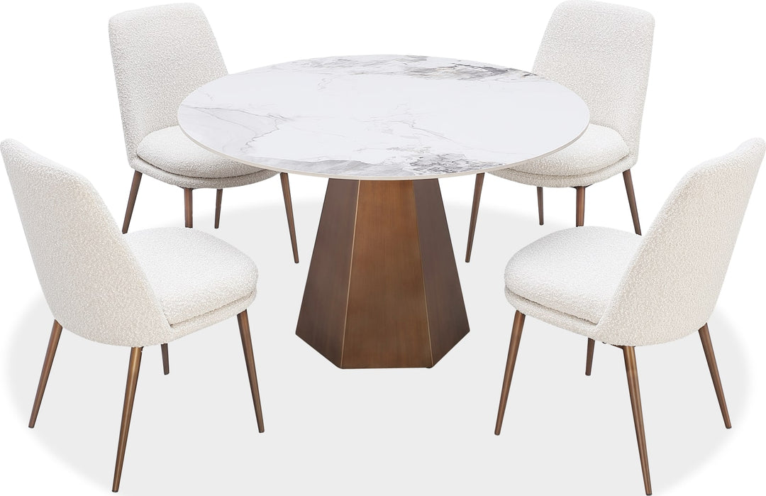Carmel Stone Top Round Dining Table in Chanelle and Bronze – view 3