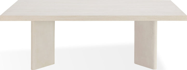 Caye Stone Top Double Pedestal Dining Table with Ivory Cement Base – view 5