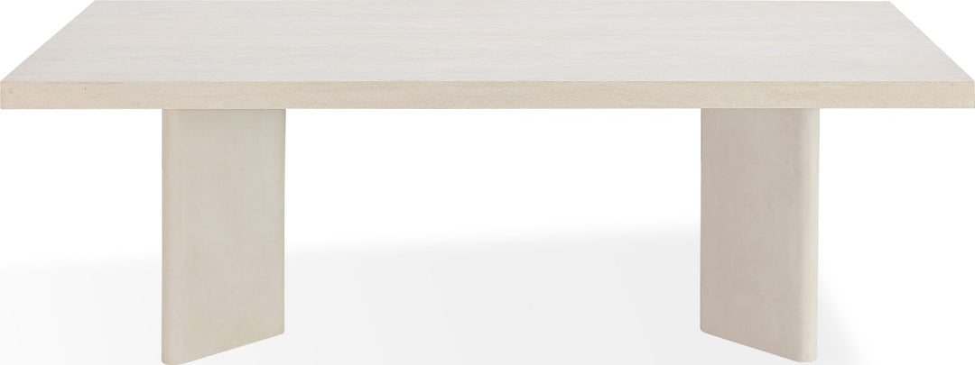 Caye Stone Top Double Pedestal Dining Table with Ivory Cement Base – view 5