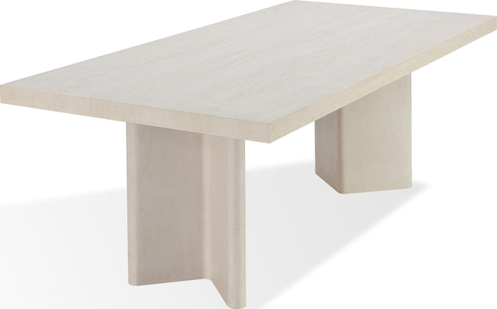 Caye Stone Top Double Pedestal Dining Table with Ivory Cement Base – view 6