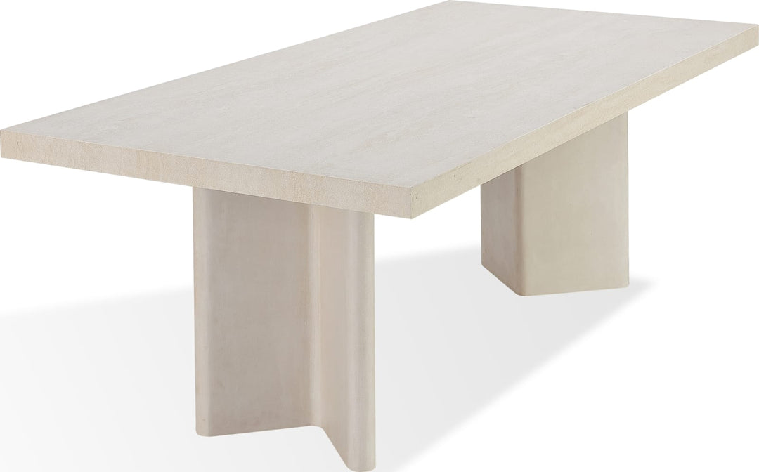 Caye Stone Top Double Pedestal Dining Table with Ivory Cement Base – view 6