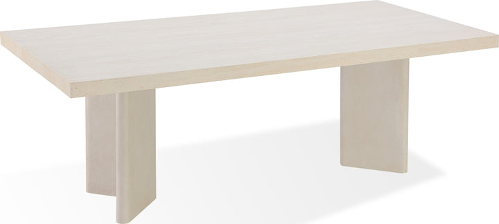 Caye Stone Top Double Pedestal Dining Table with Ivory Cement Base – view 7