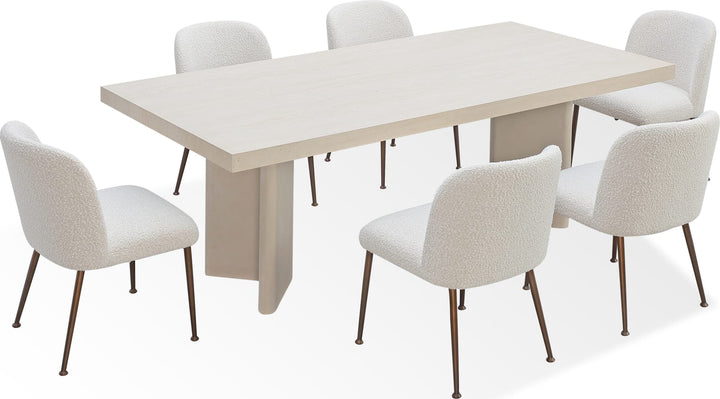 Caye Stone Top Double Pedestal Dining Table with Ivory Cement Base – view 8