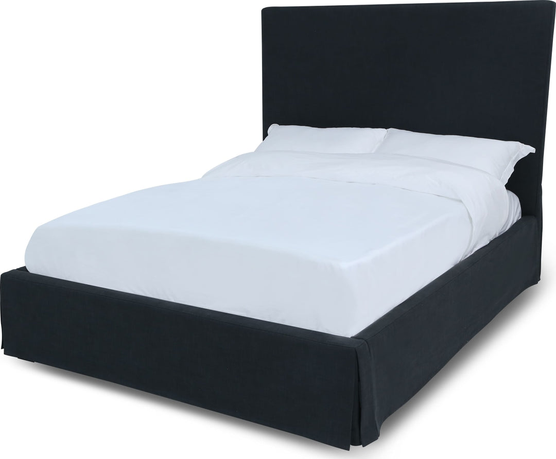 Cheviot Full-Size Upholsterd Skirted Storage Panel Bed in Iron – view 4