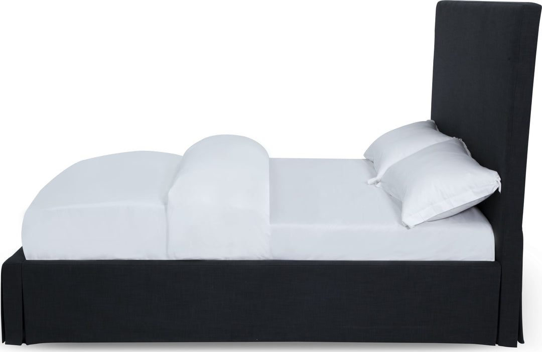 Cheviot Queen-Size Upholsterd Skirted Storage Panel Bed in Iron – view 6