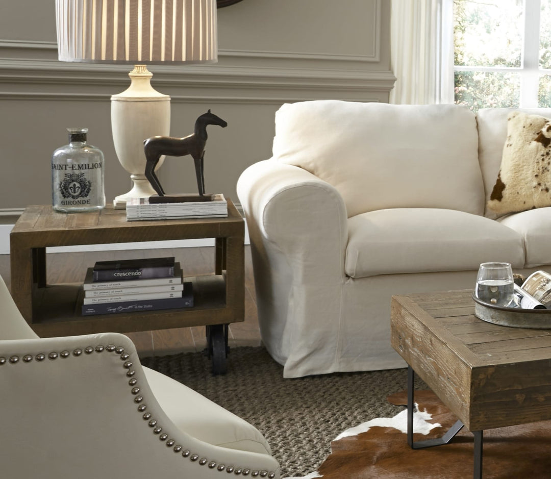 Coalburn Reclaimed Wood Square Side Table in Russett Brown