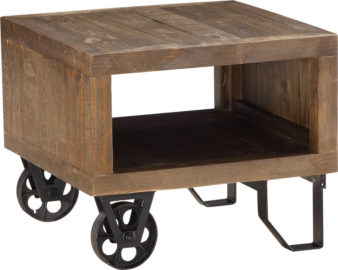 Coalburn Reclaimed Wood Square Side Table in Russett Brown – view 2