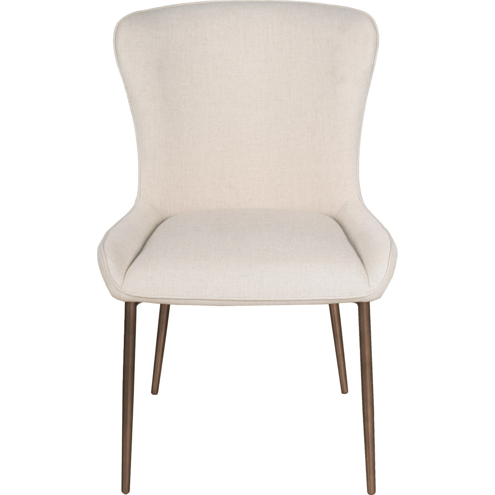 Conway Linen Blend Upholstered Metal Leg Dining Chair in Cereal and Vintage Bronze