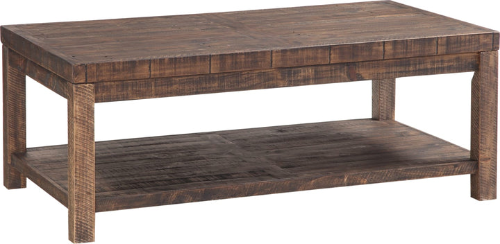 Craster Reclaimed Wood Rectangular Coffee Table in Smoky Taupe – view 3