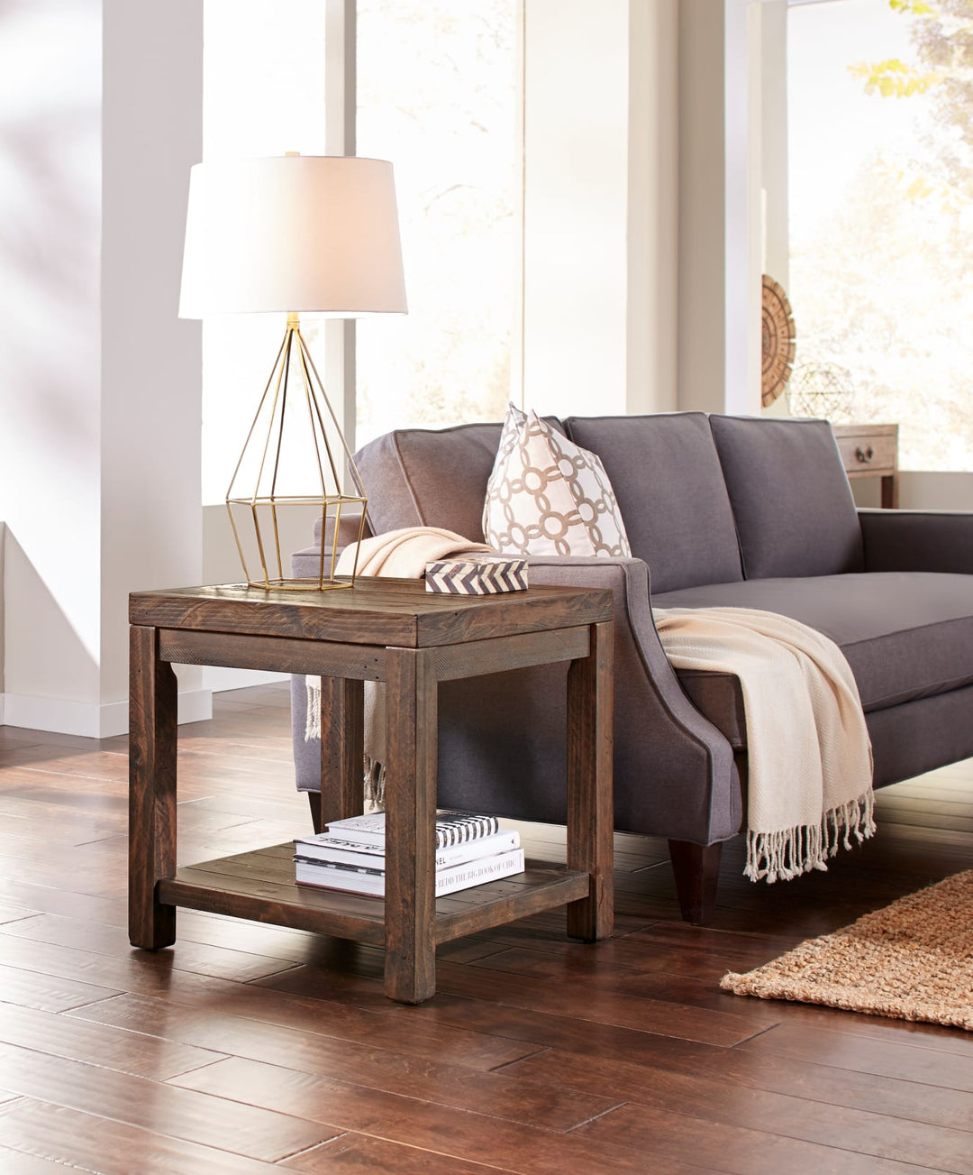 Craster Reclaimed Wood Square Side Table in Smoky Taupe