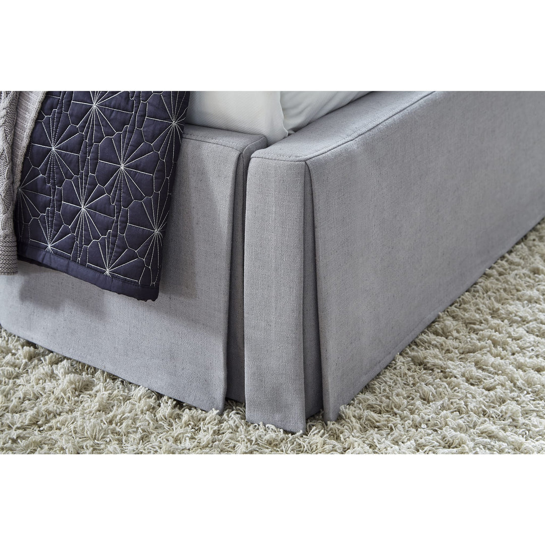 Cresta Upholstered Skirted Footboard Storage Panel Bed Gray
