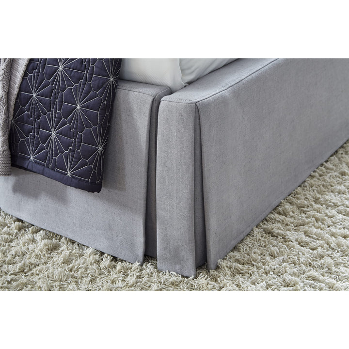 Cresta Upholstered Skirted Footboard Storage Panel Bed Gray