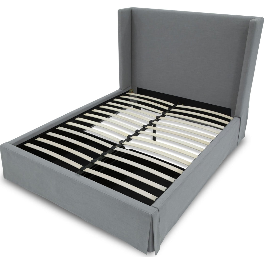 Cresta Upholstered Skirted Footboard Storage Panel Bed Gray