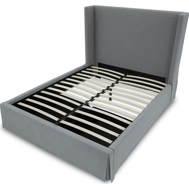 Cresta Upholstered Skirted Footboard Storage Panel Bed Gray