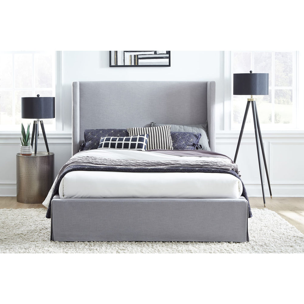 Cresta Upholstered Skirted Footboard Storage Panel Bed Gray