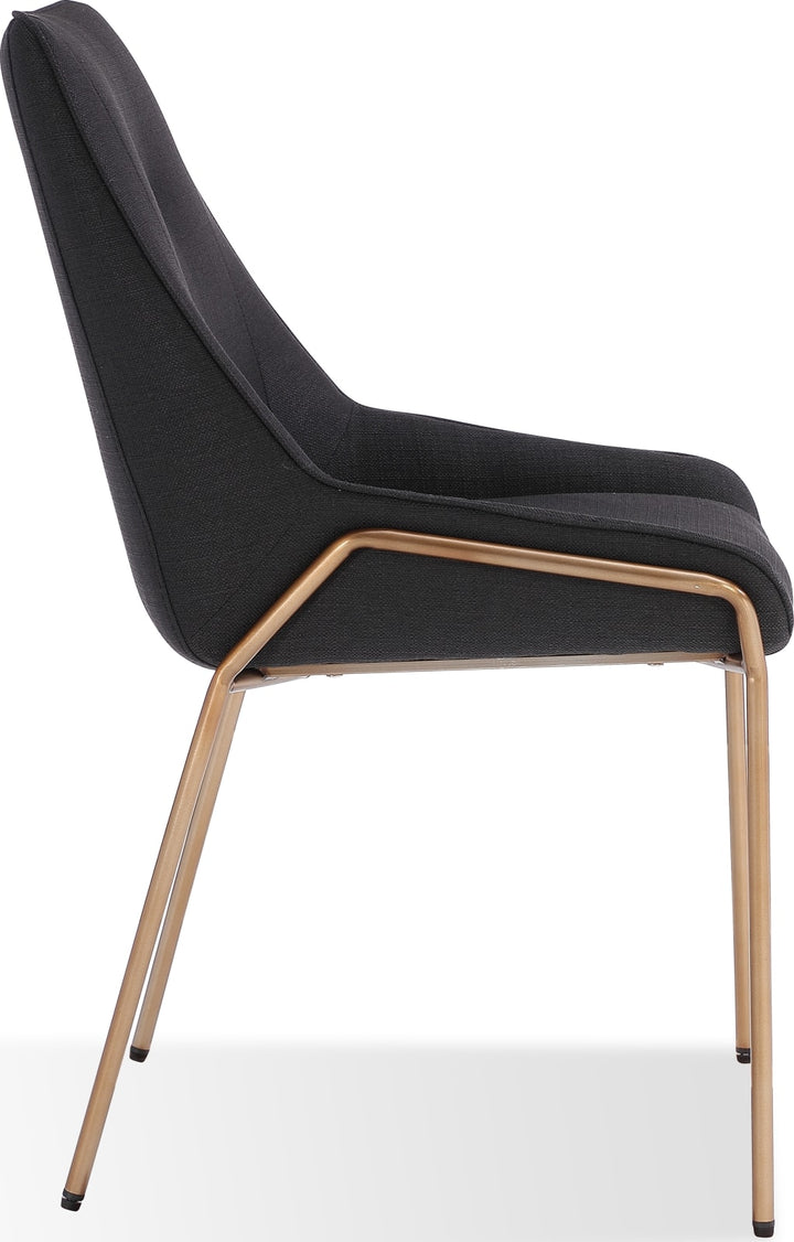Cyrus Upholstered Dining Chair in Coal Fabric and Brushed Bronze Metal – view 4