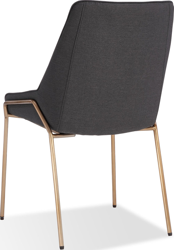 Cyrus Upholstered Dining Chair in Coal Fabric and Brushed Bronze Metal – view 6