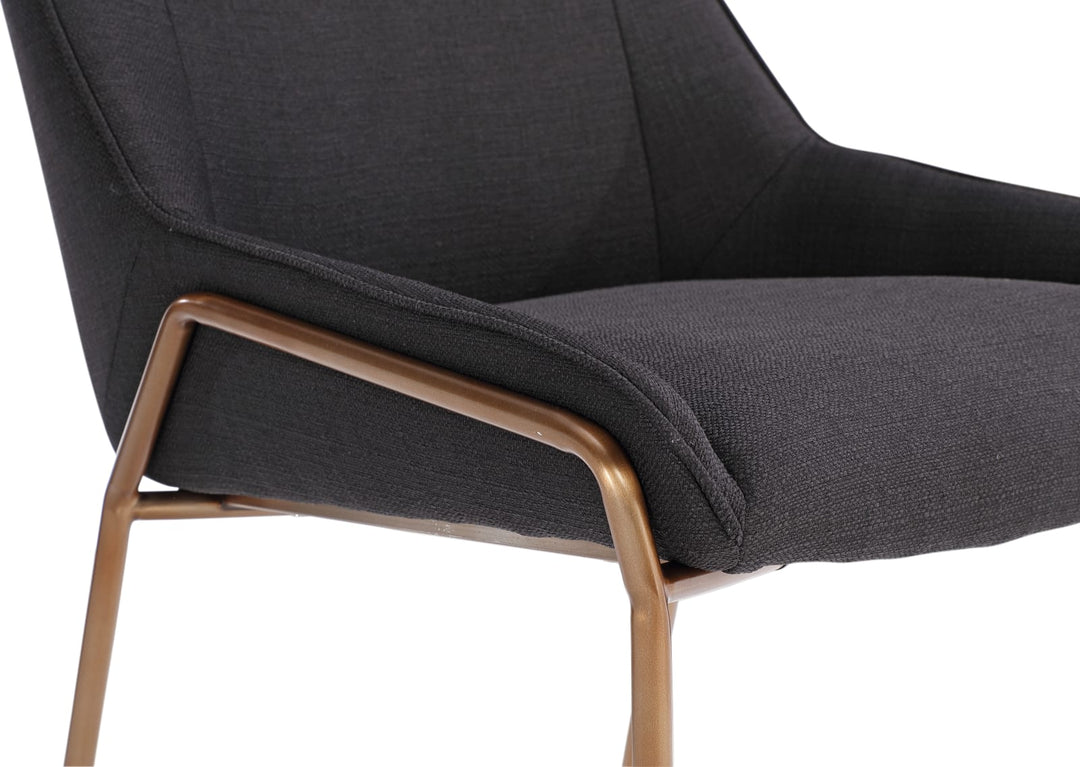 Cyrus Upholstered Dining Chair in Coal Fabric and Brushed Bronze Metal – view 7