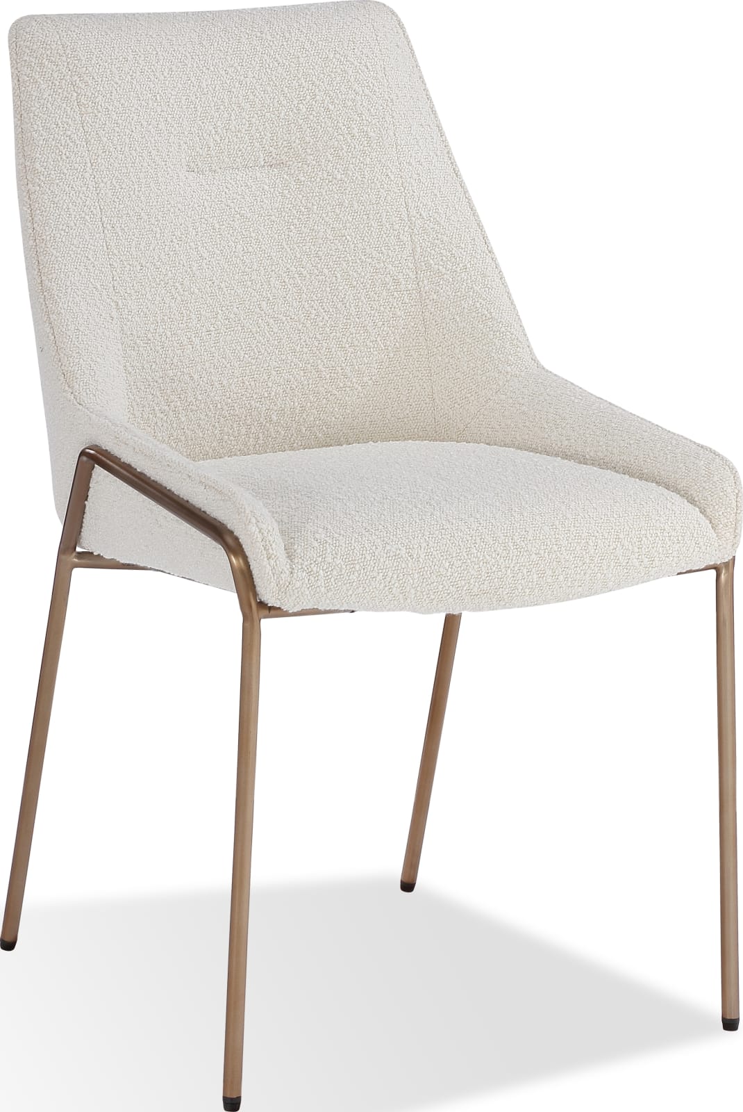 Cyrus Upholstered Dining Chair in Cottage Cheese Boucle and Brushed Bronze Metal