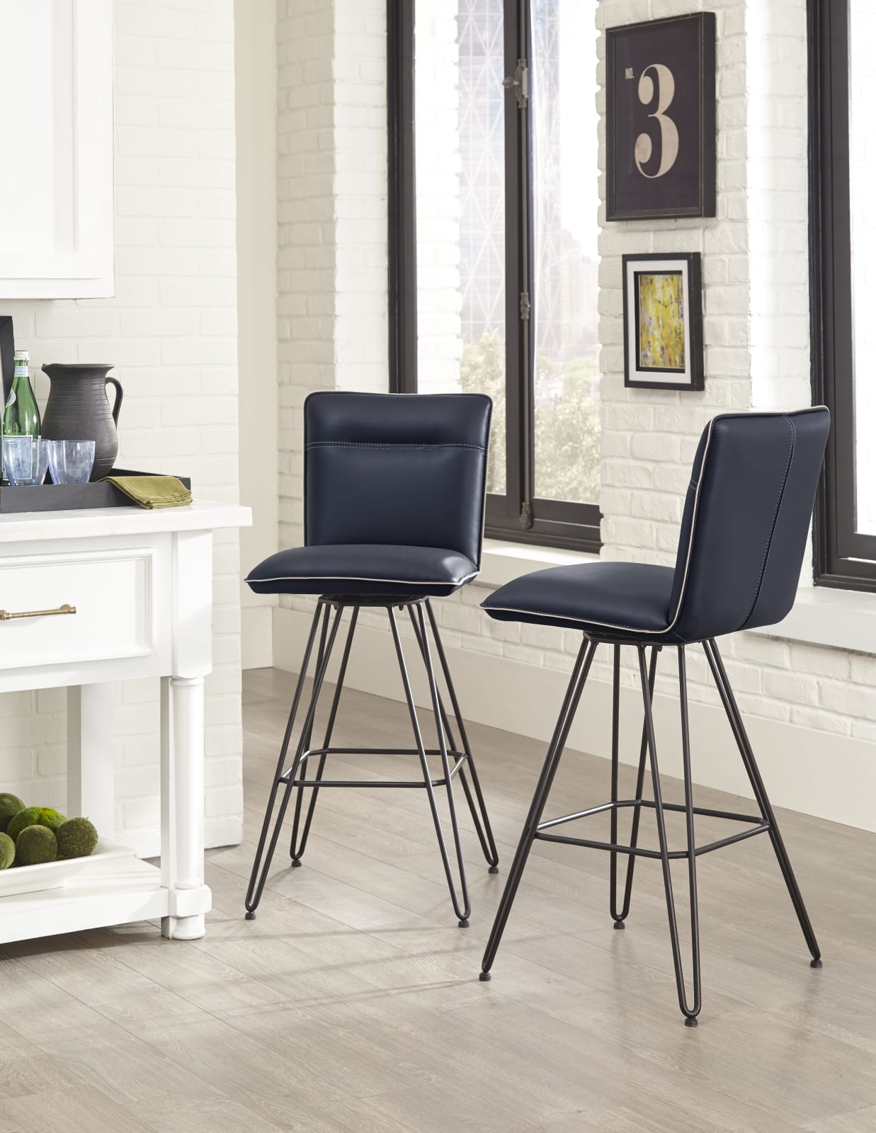Demi Hairpin Leg Swivel Bar Stool in Cobalt
