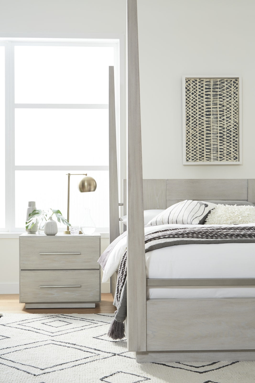 Destination Two Drawer Nightstand in Cotton Grey – view 2