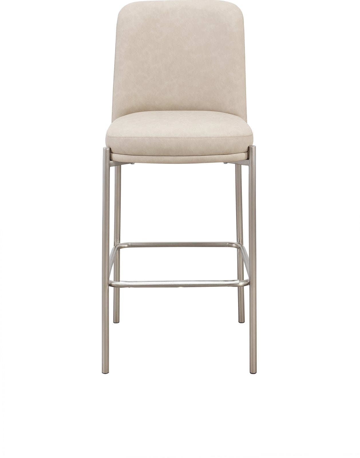 Dion Upholstered Bar Stool in Camel Synthetic Leather and Brushed Nickel Metal