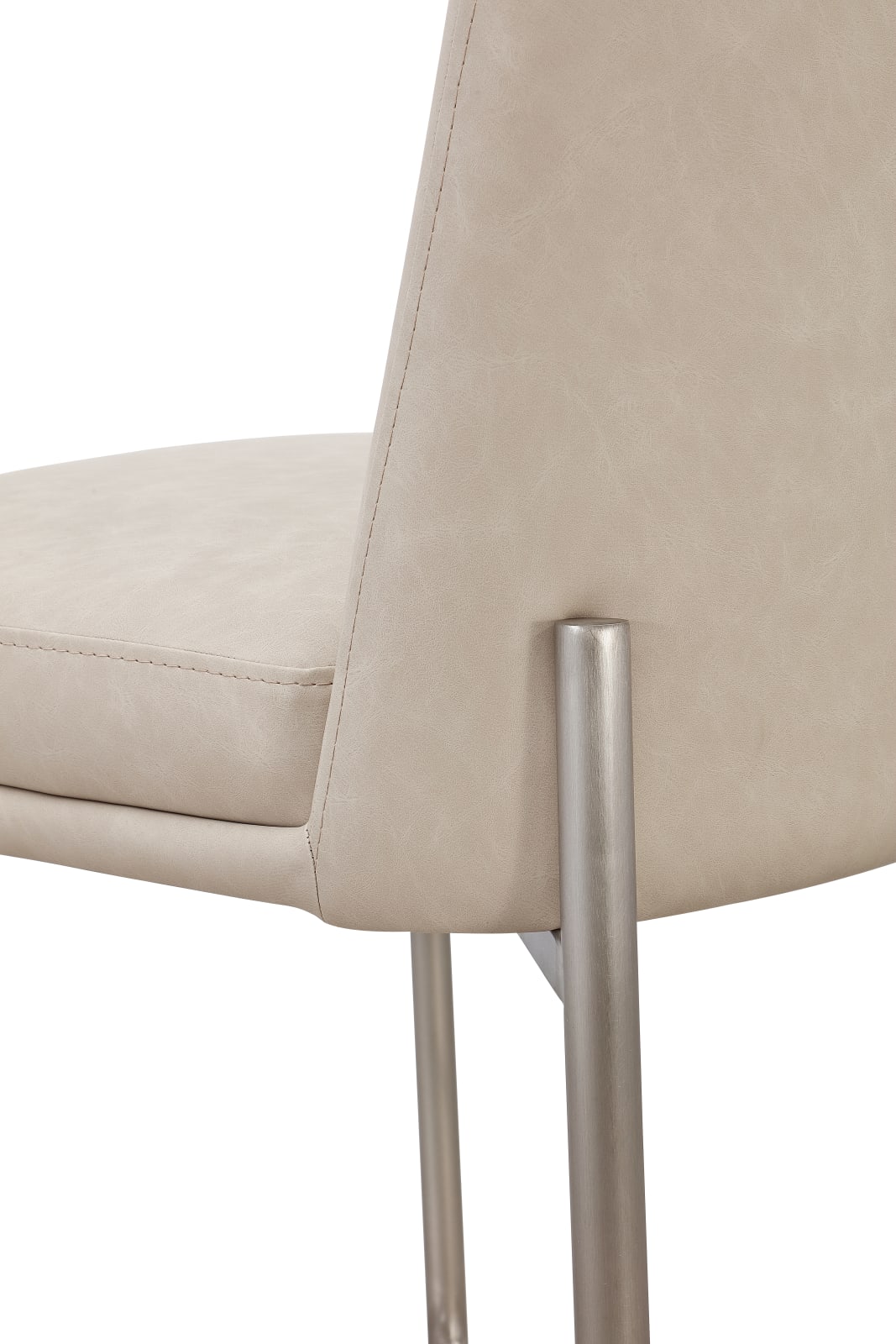 Dion Upholstered Bar Stool in Camel Synthetic Leather and Brushed Nickel Metal – view 5