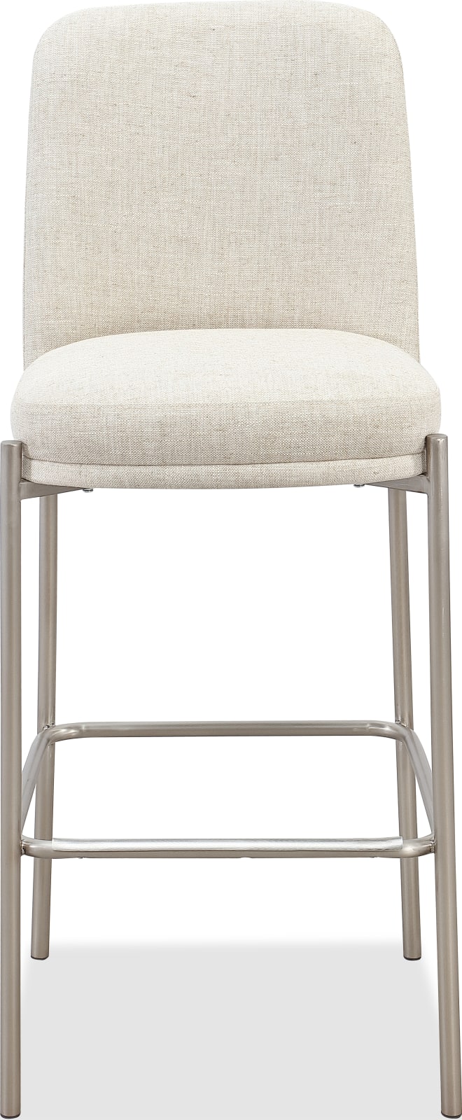 Dion Upholstered Bar Stool in Natural Light Linen and Brushed Nickel Metal