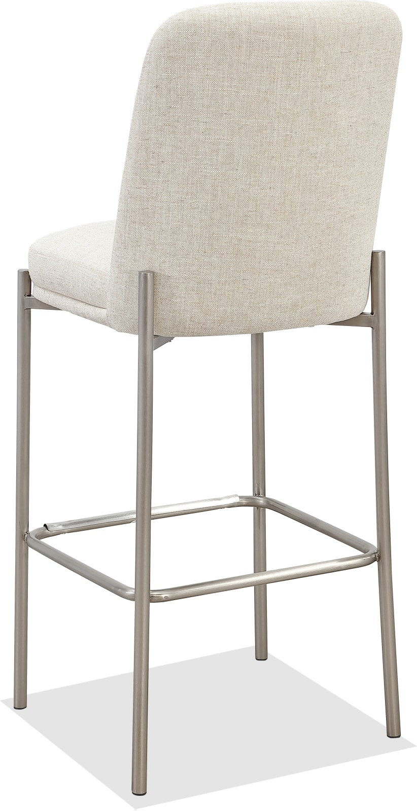 Dion Upholstered Bar Stool in Natural Light Linen and Brushed Nickel Metal – view 4