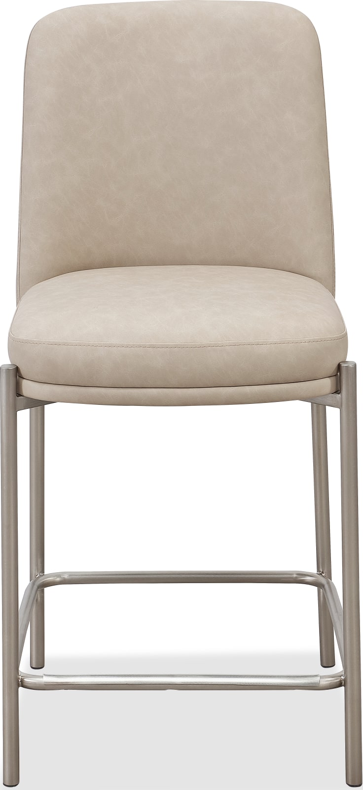 Dion Upholstered Counter Stool in Camel Synthetic Leather and Brushed Nickel Metal