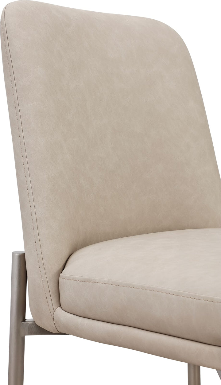 Dion Upholstered Counter Stool in Camel Synthetic Leather and Brushed Nickel Metal – view 5