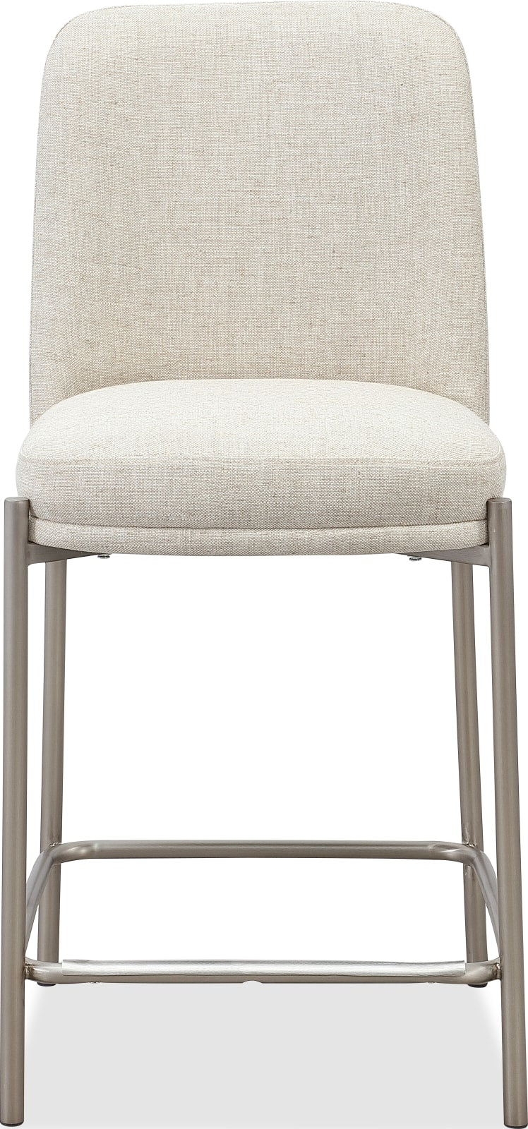 Dion Upholstered Counter Stool in Natural Light Linen and Brushed Nickel Metal